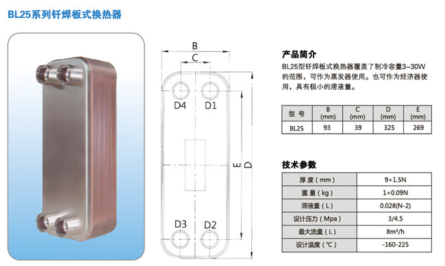 钎焊板式换热器尺寸